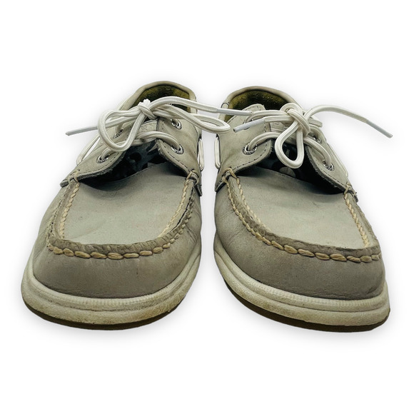 🍀SPERRY Women’s Gray Leopard Lace Up Moc Toe Boat Shoes Slip On Loafers Size 7M - Picture 4 of 11